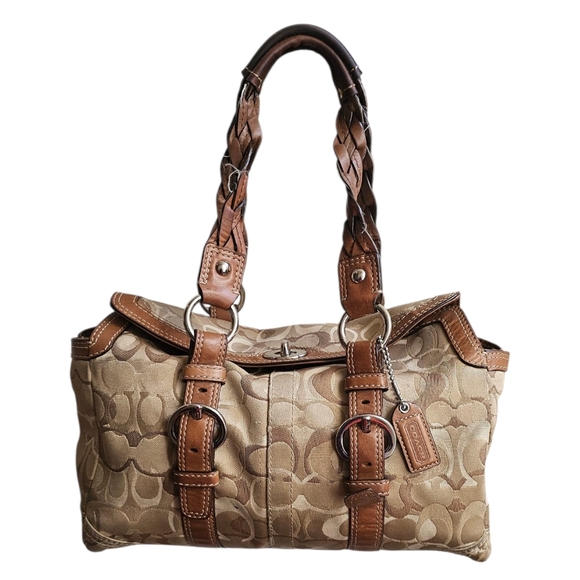 Coach Chelsea Optic Signature Satchel Bag - Picture 1 of 9